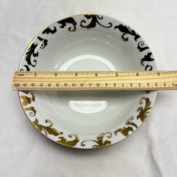 Ciroa Luxe Fine Porcelain Metallic Accents Fiori Pattern Soup Bowl Replacement - Picture 4 of 6